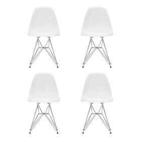 Vitra - Eames Plastic Side Chair DSR verchroomd set van 4