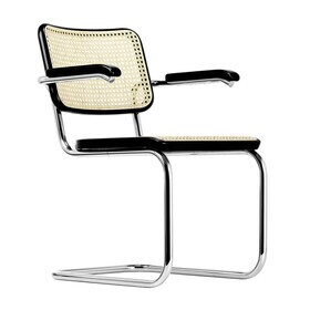 Thonet - S 64 V sledestoel met armleuningen met vlechtwerk