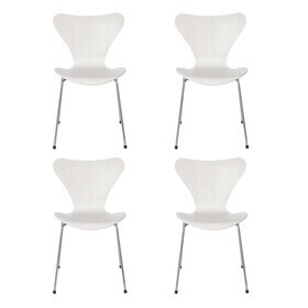 Fritz Hansen - Serie 7™ stoel geverfd essenhout onderstel verchoomd set van 4